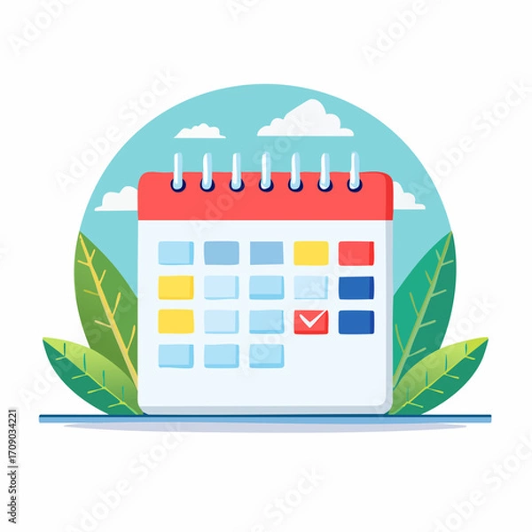 Fototapeta  vector calendar icon illustration design symbol element button page day month office web business