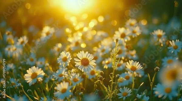 Obraz Daisy field sunset