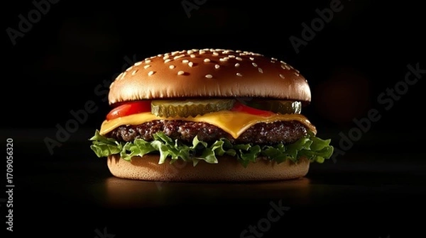 Obraz Delicious cheeseburger close up