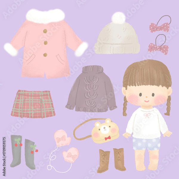 Obraz かわいい冬のコーディネート_ファッション_女の子