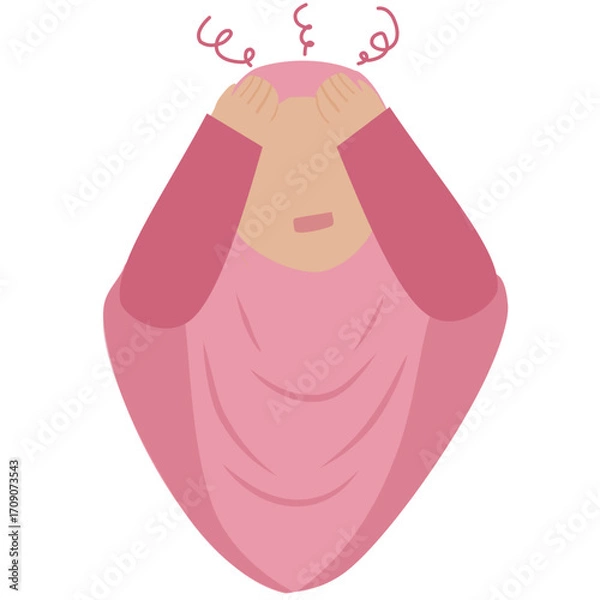 Obraz Hijab girl with Stress  Expression