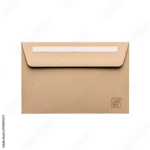 Fototapeta Presents Brown Envelope with Leaf Logo, Seal, and Textured Surface on Transparent Background