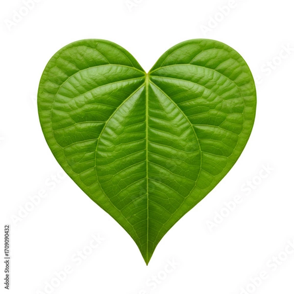 Fototapeta Heart Shaped Leaf Isolated on Transparent Background Shows Veins and Texture Clearly