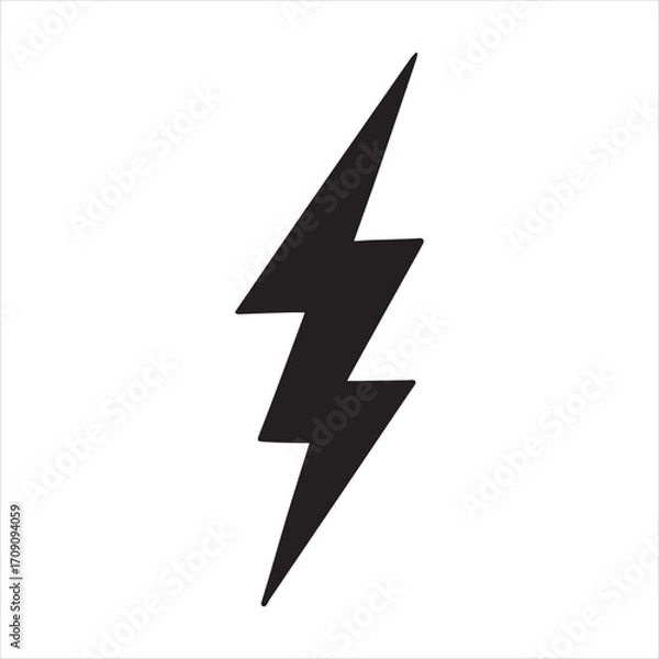 Fototapeta Vector arrow shaped silhouette lightning bolt icon for business direction sign. 