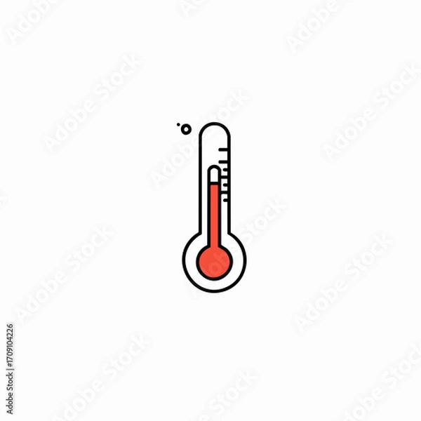 Obraz Simple Vector Illustration of a Red Thermometer Measuring Temperature