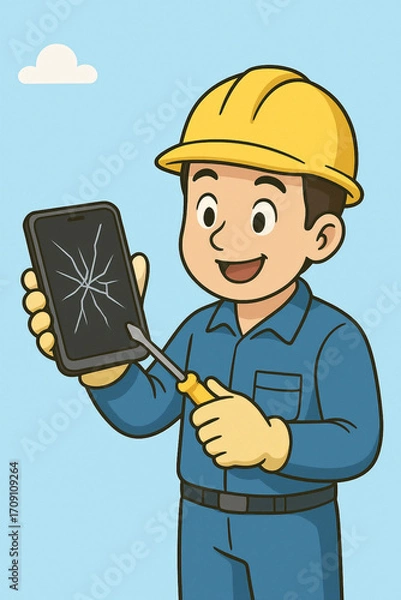 Fototapeta worker with shovel