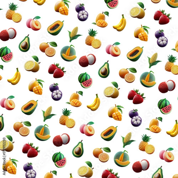 Obraz 3d fruit pattern - seamless fruits