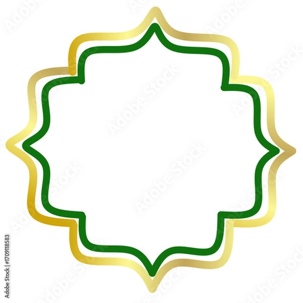Obraz Elegant Green and Gold Decorative Frame, Ornate Border Design
