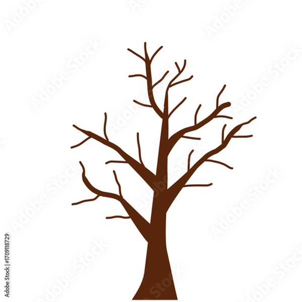 Obraz Bare Brown Tree Silhouette, Simple Nature Illustration