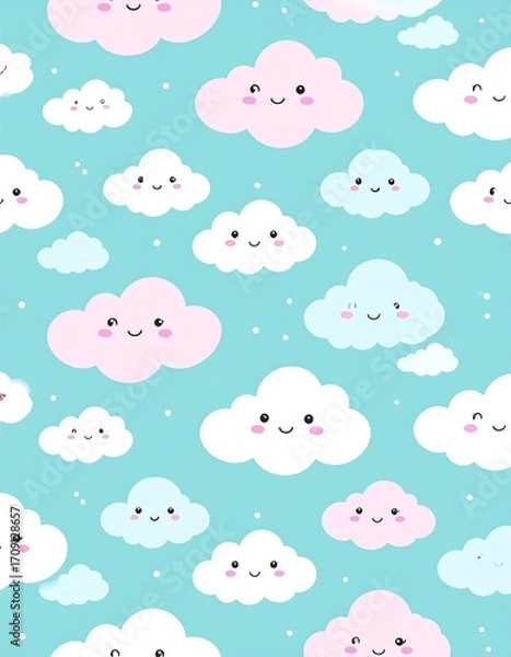 Fototapeta Cute clouds pattern
