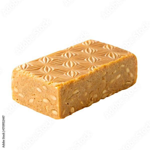 Fototapeta Rectangular Halva Bar with Pine Nuts and Embossed Pattern Isolated sweet confection