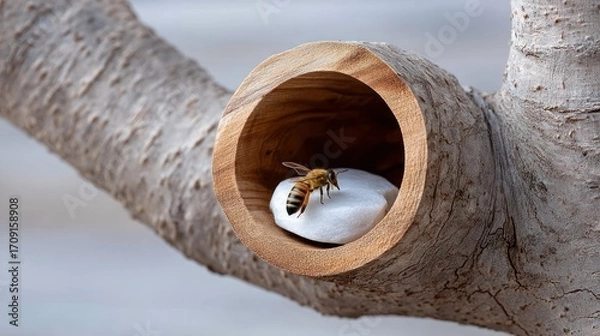 Obraz Honeybee in wooden tree hollow