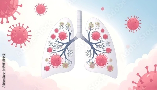 Obraz Lungs infected with viruses