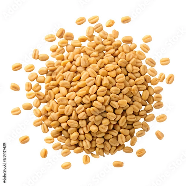 Fototapeta Scattered Fenugreek Seeds on a Black Background Top View spice herb