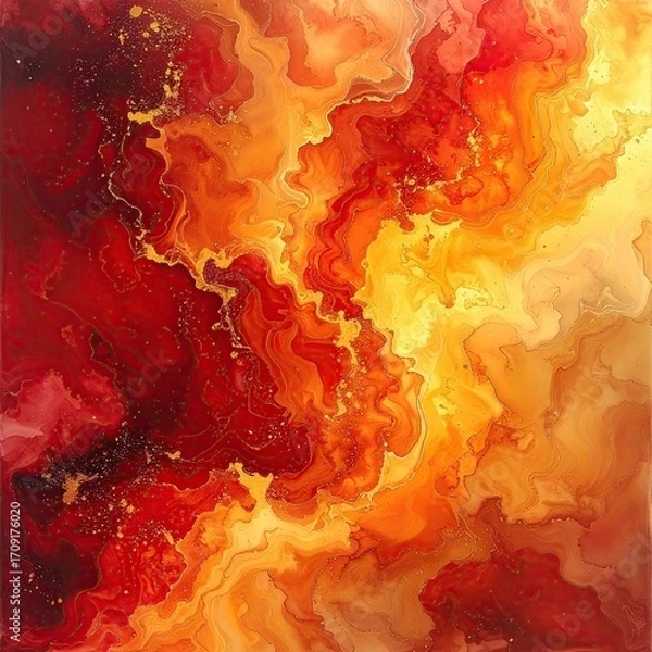 Fototapeta Abstract painting of fiery, flowing colors