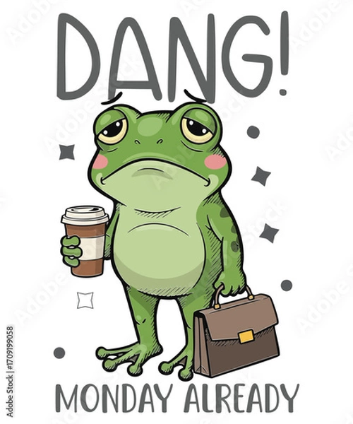 Fototapeta Dang Monday Already, come after, relatable humor, come after, grumpy frog, come after, coffee lover, come after, work week design, come after, office humor, come after, digital download
