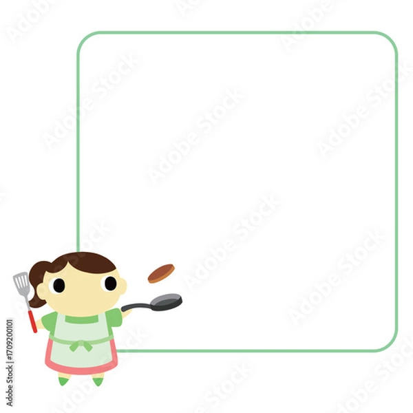 Obraz 料理をするエプロン姿の女性　フレーム付