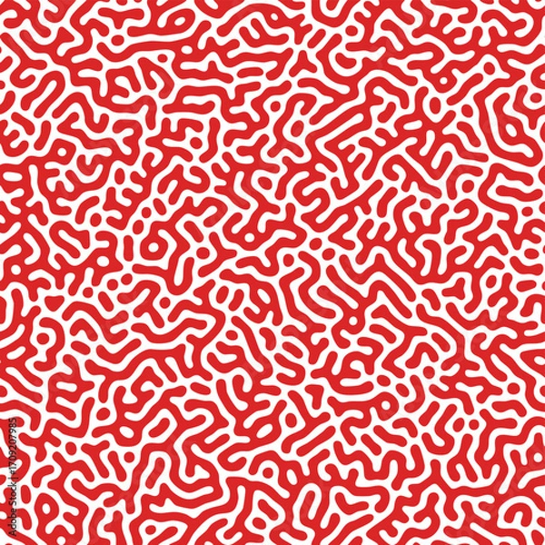 Fototapeta Vibrant Red Organic Pattern on White Abstract Seamless Vector Background for Modern Design and Visual Appeal