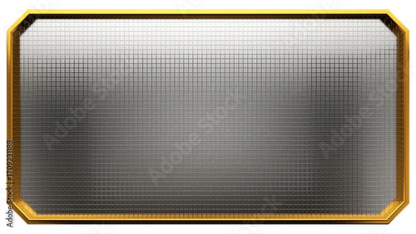 Obraz ハイテクなイメージのメタリックなグリッド背景とゴールドのフレーム 3DCG