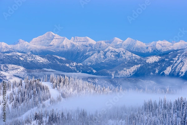 Obraz Glacier National Park Winter Mountain Sunset	