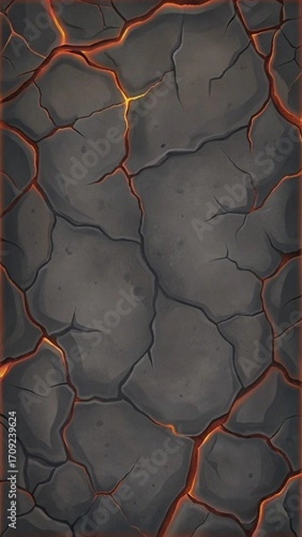 Fototapeta Cracked Volcanic Rock Texture Background with Bordered Blank Area for Edgy Covers