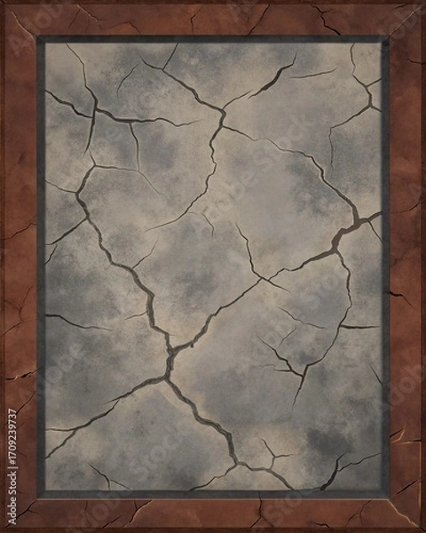 Fototapeta Cracked Volcanic Rock Texture Background with Bordered Blank Area for Edgy Covers