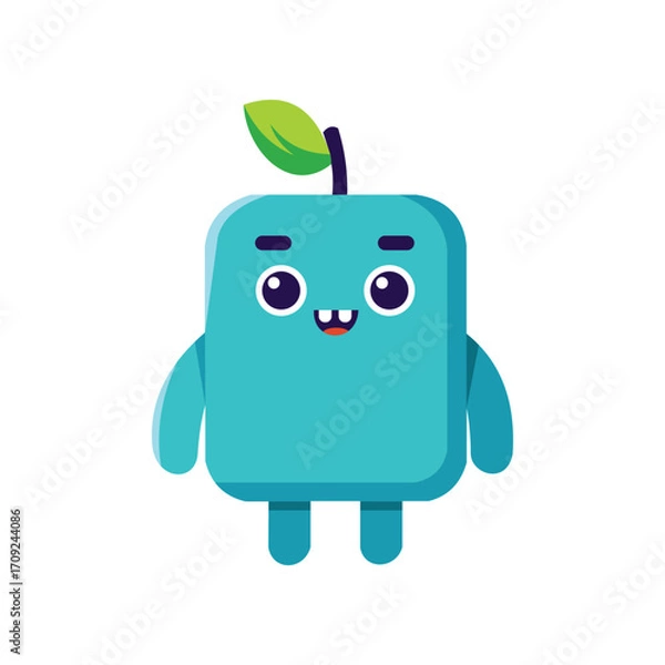 Fototapeta Cute Square Blue Monster Vector