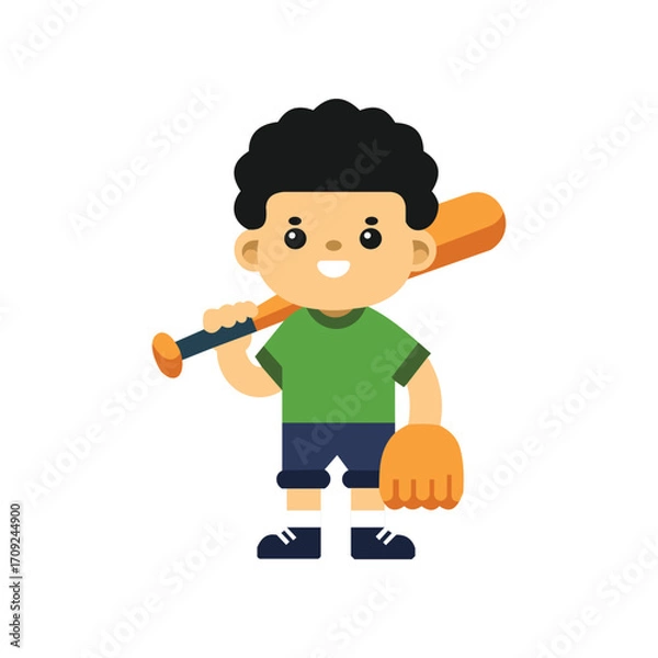 Fototapeta Baseball Boy Character Vector