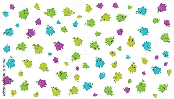 Fototapeta Cute Box Monster Background Pattern Vector