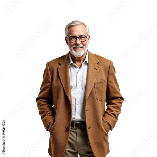 Fototapeta Professional portrait of older businessman in office setting bright lighting confident expression
