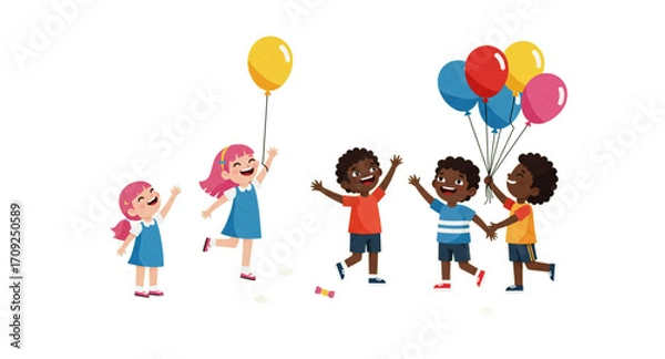 Obraz children with balloons