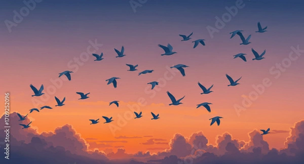 Obraz flock of birds flying