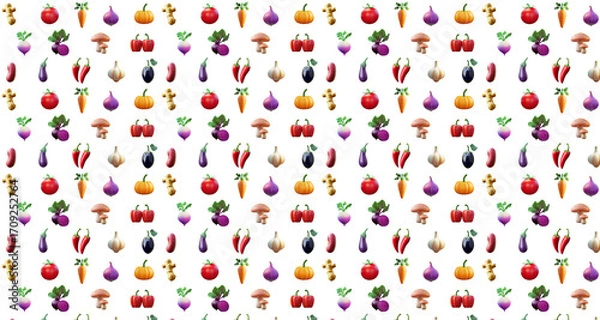 Obraz Vegetable pattern PNG - 3d rendered