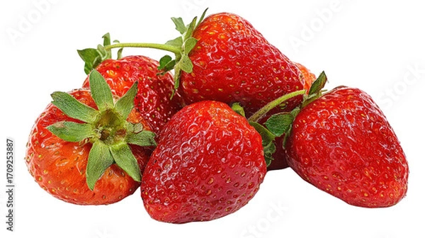 Obraz Closeup of Ripe Red Strawberries on Transparent Background