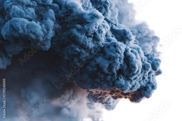 Obraz Dense Dark Gray Smoke Cloud With Orange Flames
