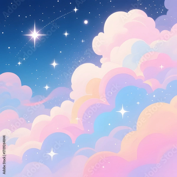 Obraz abstract background with clouds and stars