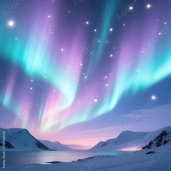 Obraz aurora borealis over the mountains