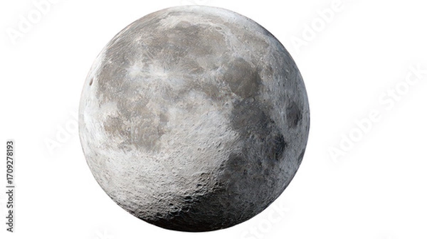 Fototapeta Grey Speckled Moon Sphere on Transparent Background