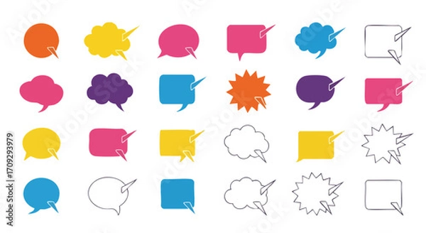 Fototapeta Engaging speech bubbles in vibrant colors for modern communication visuals and creative design projects