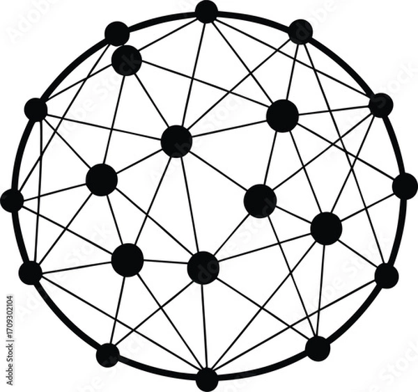 Fototapeta Abstract network sphere composed of interconnected nodes