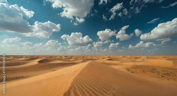 Obraz Expansive Desert Landscape Under a Dramatic Sky