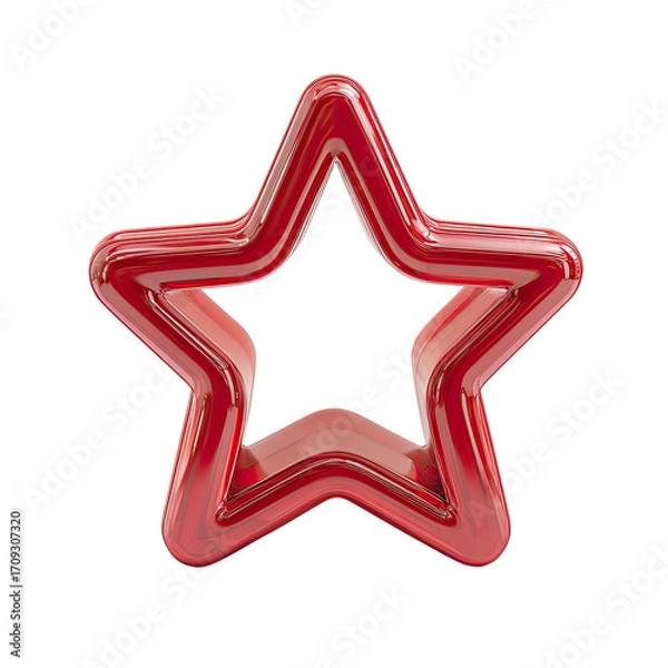 Fototapeta Glossy, vibrant red star shape, outlined