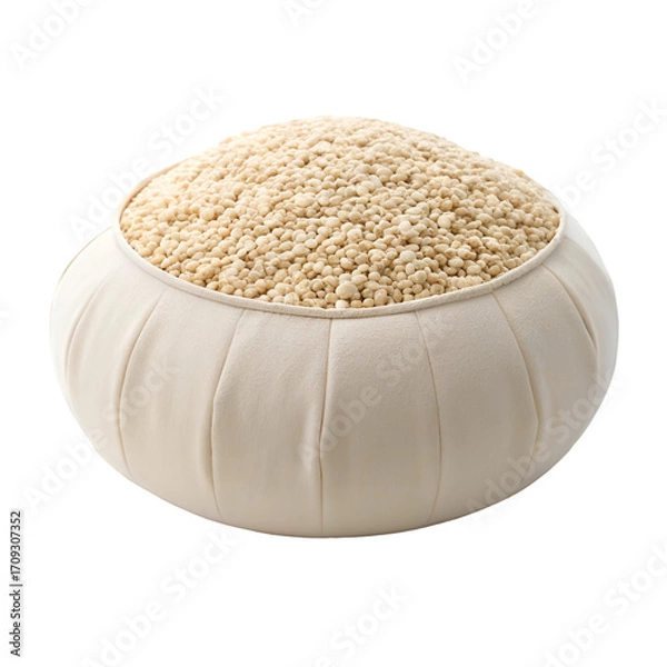 Obraz Bowl filled with small white grains or seeds on a white background beige