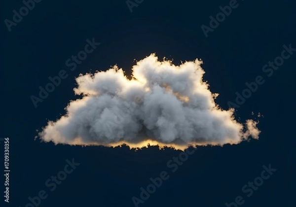 Fototapeta Single White Cloud Against a Deep Blue Sky Glowing with Hidden Sunlight and a Sense of Serenity and Calmness Perfect for Meditation