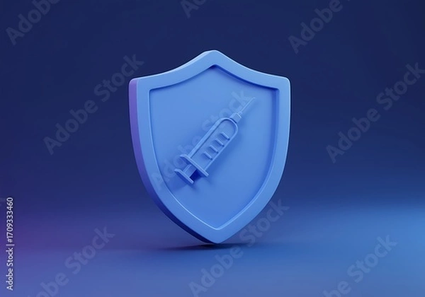 Fototapeta Vaccination Shield Medical Protection Symbolizing Immunity with Syringe Depiction Promoting Healthcare and Disease Prevention Through Vaccines Illustration for Health Concepts