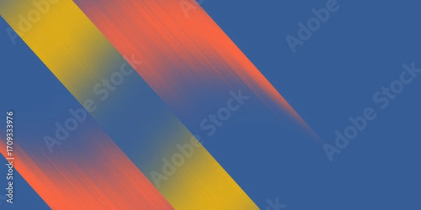 Fototapeta Smooth gradient background with soft diagonal orange and yellow streaks on deep blue backdrop in digital design