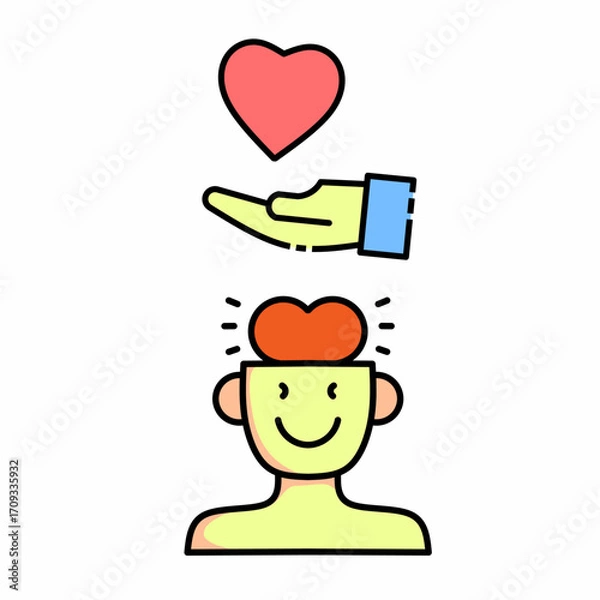 Fototapeta Vector art of a helping hand helping others and humans with his loving thoughts