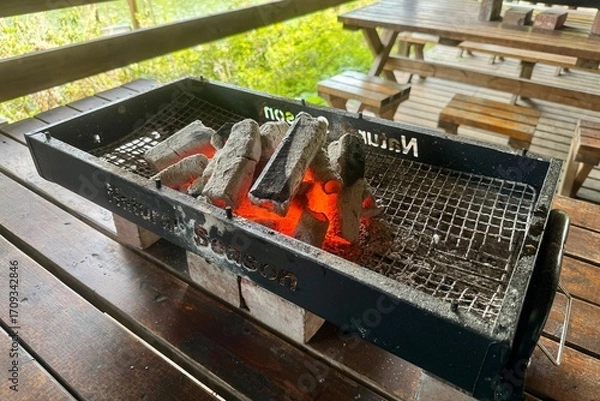 Obraz 木炭の火おこし