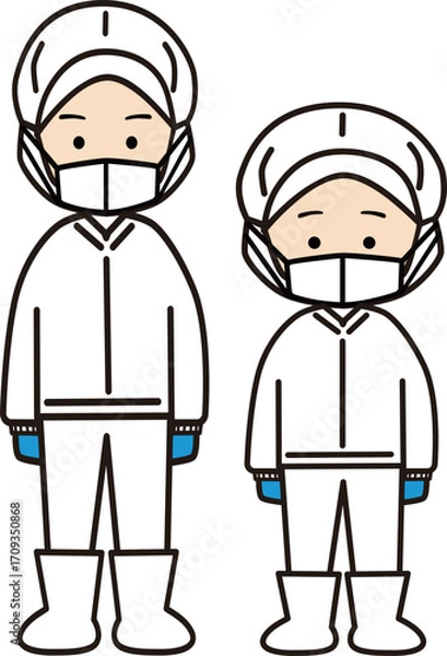 Obraz 工場で働く姿の男性と女性(マスクあり)