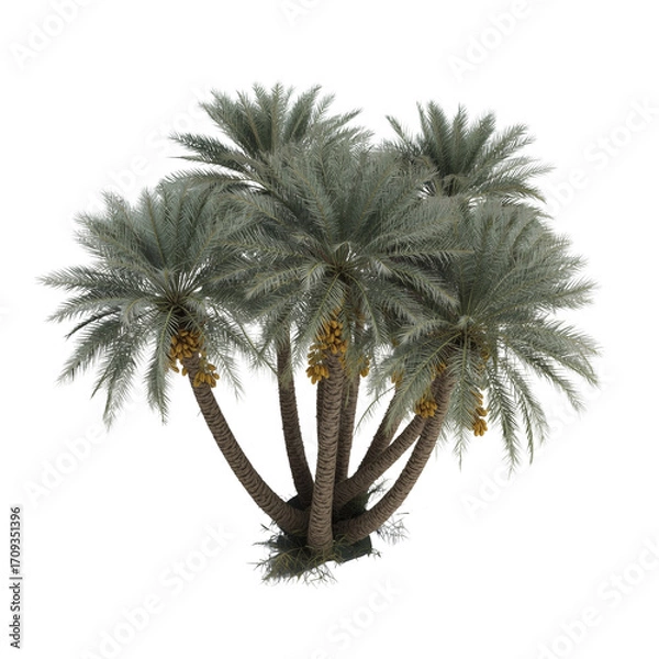Fototapeta Majestic group of date palms exhibiting delicate fronds, artistically rendered on a pristine